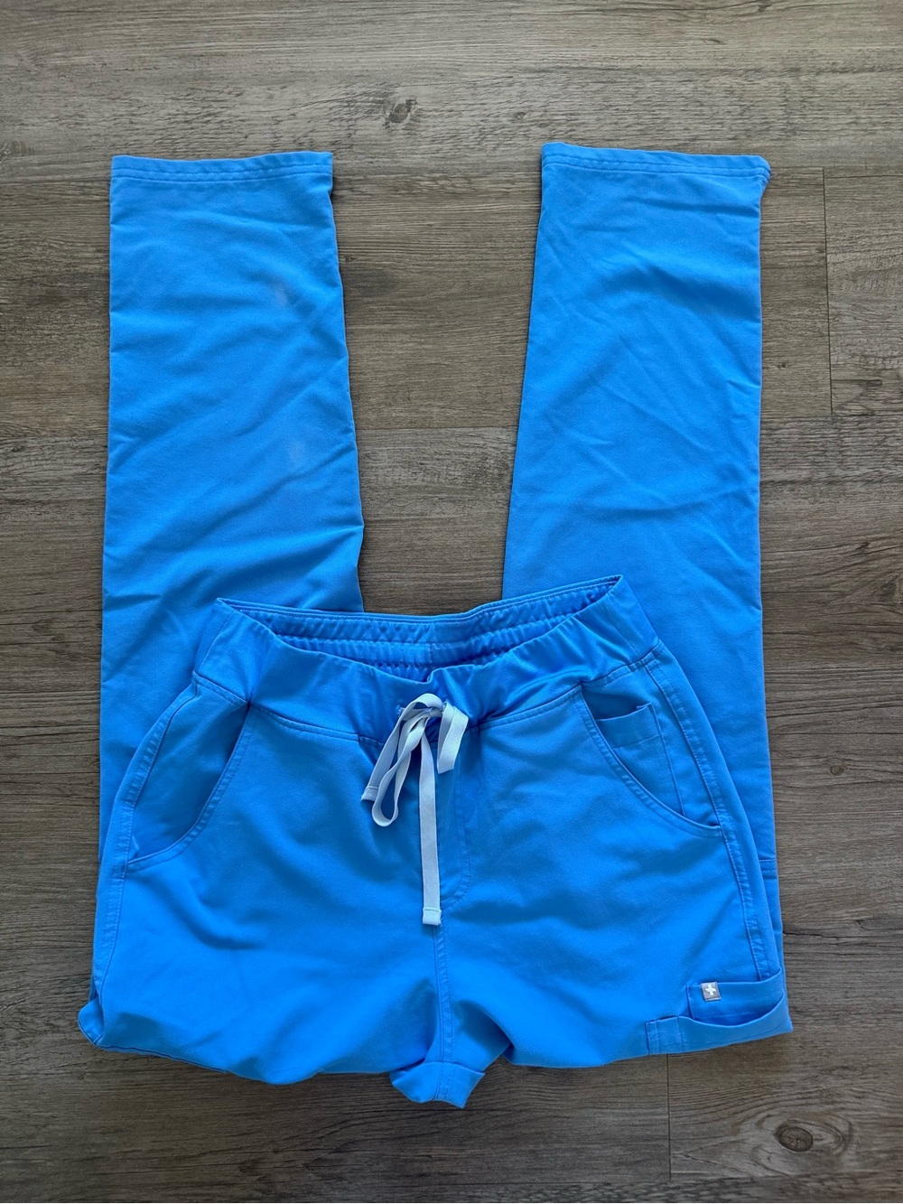 FIGS Kade Cargo Scrub Pants Blue Straight Leg Medium/Tall